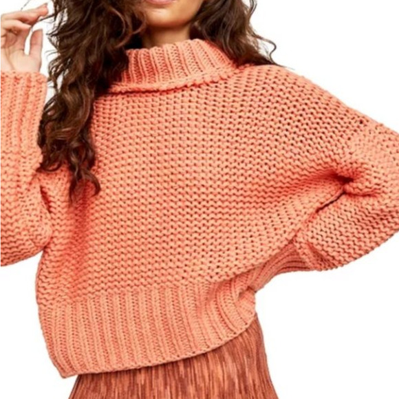 Free People Sweaters - Free People My Only Sunshine Sweater Turtleneck Chunky Knit Slouchy Candy